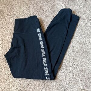 PINK Victoria's Secret Black Girls' Logo Tape Leggings